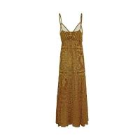 Vestido ral estampado con cuello en V y cintura alta, largo, con tirantes, estilo bohemio, para mujer - details 15