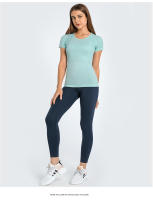 SHINBENE-Camiseta deportiva sin costuras para correr, camisa de manga corta transpirable para Yoga, cuello redondo, nueva - details 3