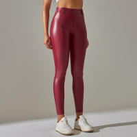Nessaj-pantalones de piel sintética de terciopelo fino para mujer, leggings de cuero PU ajustados, sexy, con bolsillo, Otoño e Invierno - details 10