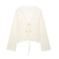 OUWU- Novedad de verano 2025, diseño de ropa para mujer, camisa versátil de manga larga para ir al trabajo, sexy, adelgazante, manga trompeta - details 0