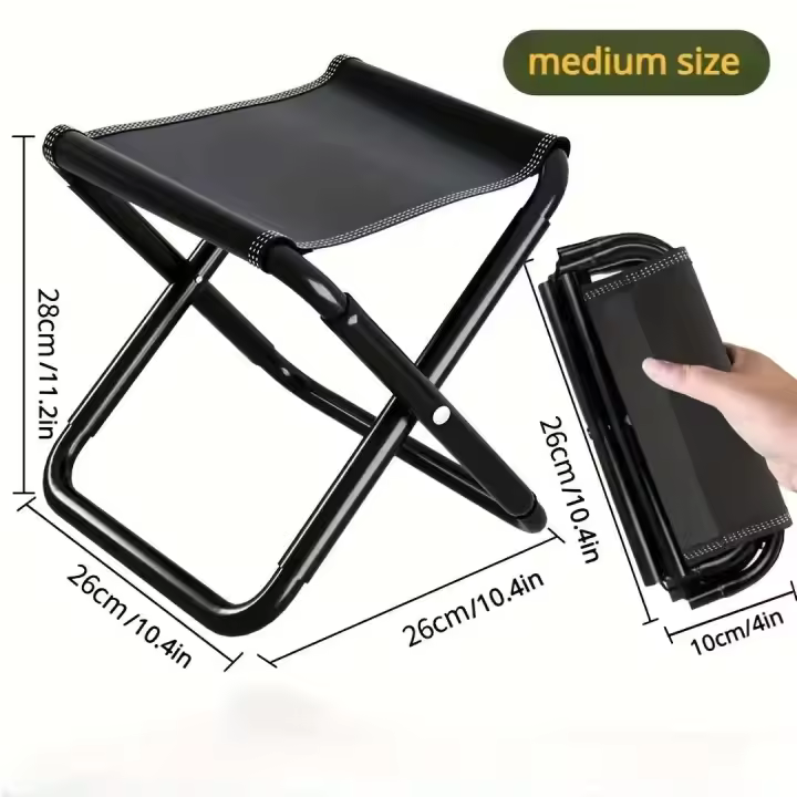 Taburete ultraligero portátil, silla plegable con bolsa de acero inoxidable, adecuada para pesca al aire libre, camping y montañismo - 1