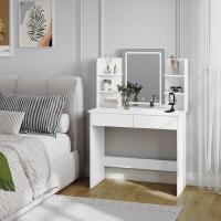 Espejo con Luz LED Regulable 2 Puertos USB, 2 Cajones, 4 Estantes Ideal para Maquillaje en Dormitorio - details 1