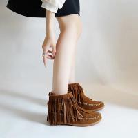 Botines de mujer con flecos planos, lujosas zapatillas góticas con hebilla de cinturón, diseño elegante, talla grande 43 - details 11