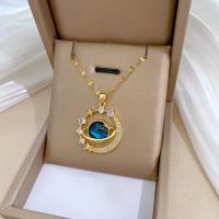 Collar de Circonio con Colgante de Luna y Planeta Joyería de Lujo para Mujer, Acero de Titanio, Mariposa, Gota de Agua, Cadena de Clavícula - details 2