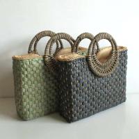 Sac De Plage Nuevas ideas de productos Verano Elegante Moda Gran capacidad Color Match Mango redondo Cartera de mujer Bolso de mano Paja B - details 3