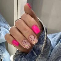 24 UDS Uñas simples, uñas postizas cortas de almendra con pegamento brillante Aurora cabeza redonda punta que cubre completamente presión elíptica en la uña - details 5