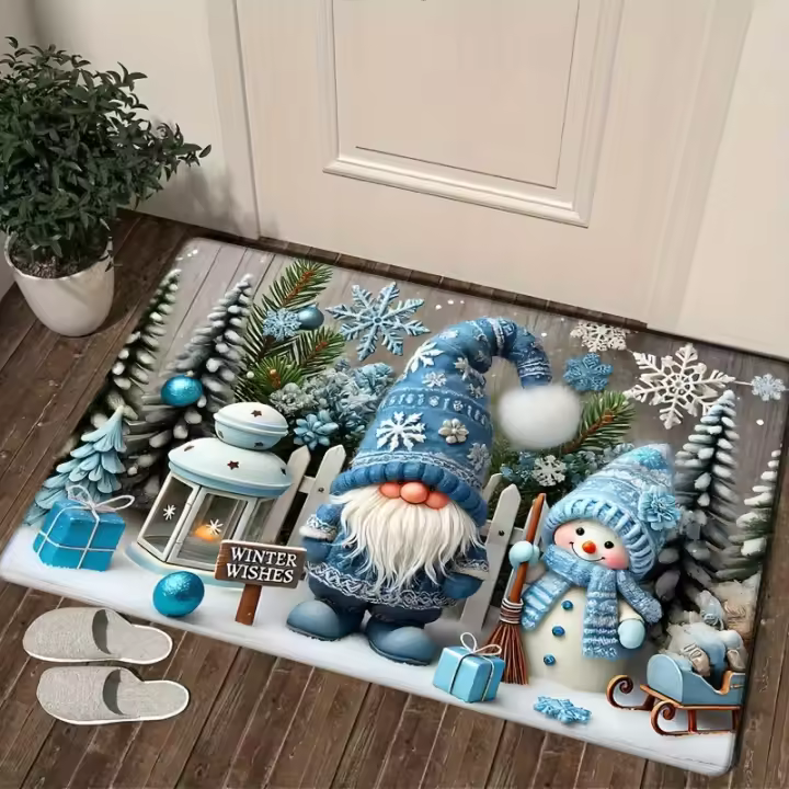 Felpudo enano de Navidad para puerta, alfombrilla absorbente antideslizante para baño, cocina, dormitorio, decoración del hogar - 1