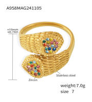 Anillo Corazón Serpentine with Circonita de Color Anillo de Mujer de Acero Inoxidable Chapado en PVD Gold 18K Joyas de Lujo para Mujer - details 0