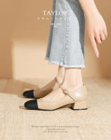 Zapatos de tacón grueso con boca baja y punta cuadrada Xiaoxiangfeng - details 2