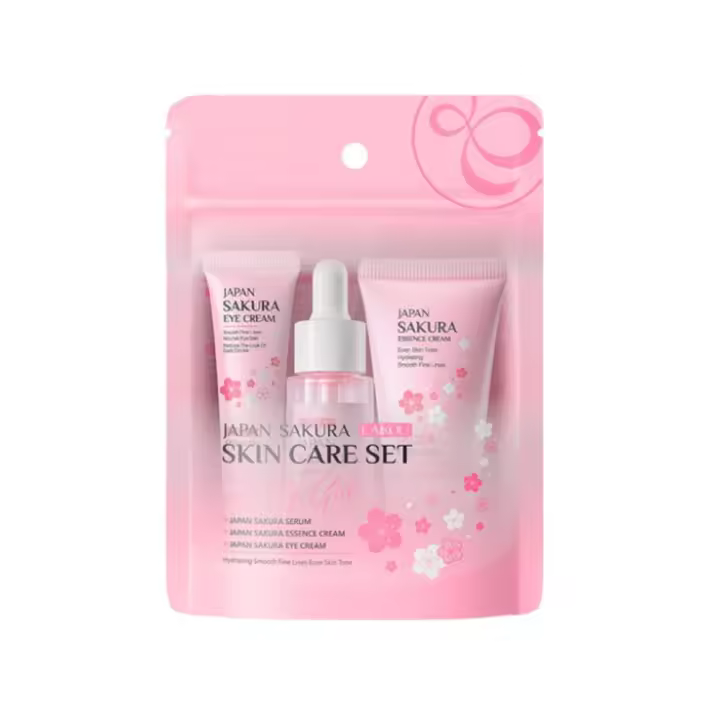3 unids/set Japón Sakura cuidado de la piel conjunto coreano cara suero crema de esencia hidratante reparación crema de ojos cosméticos cuidado de la piel conjunto - 1
