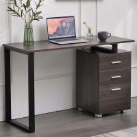 Escritorio Moderno de Madera y Acero 3 Cajones, Porta Ordenador, Diseño de Mesa de Trabajo, 120 x 50 x 75 cm, Decoración para Casa y Oficina - details 17