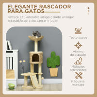 Torre de Gato Interior PawHut 116 Poste de Afilado con Estante de Cama y Rampa 45x40x116cm - details 2