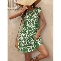 Vestido de verano para mujer con cuello redondo, manga con volantes y estampado de volantes - details 10