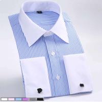 M ~ 6XL vestido francés 2024 blanco nuevo manga larga botón Formal camisa de hombre de negocios Regular Ute gemelos - details 5