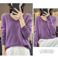 2024 100% Merino pura lana con cuello en V Otoño e Invierno suéter nuevo suéter de cachemira de las mujeres Casual de punto Top DMR201 - details 37