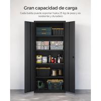 Armario de Garaje de 5 Estantes con 2 Puertas, Armario de Oficina, 40 x 80 x 180 cm, 1 Cerradura, Estantes Ajustables, Gabinete de Metal, Gris Mate OMC015G01 - details 13