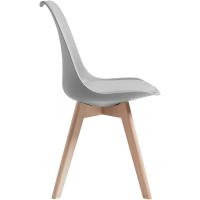 Silla Comedor escandinava, Silla Oficina Retro, Asiento Acolchado Haya Maciza (Gris, Lote 4) - details 1