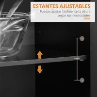 Cocina con ruedas, carrito de cocina, mueble auxiliar de cocina con 2 puertas, 2 cajones, toallero y estante ajustable para comedor/salón, 104x46x91 cm, negro - details 5