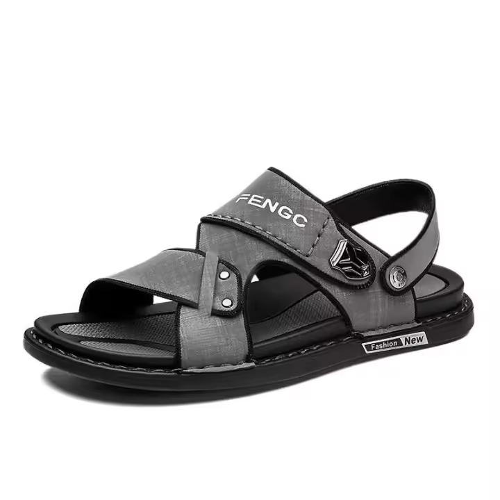 Sandalias planas de suela dura antideslizantes de moda 2024 zapatos de verano para hombre de goma al aire libre de PU de alta calidad - 1