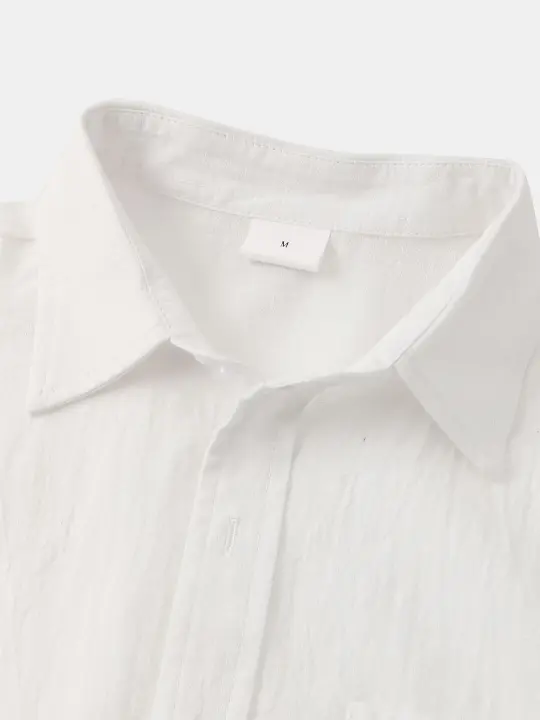 Camisa con botones de manga corta de lino y algodón de estilo chino para hombre, 2023 - 1