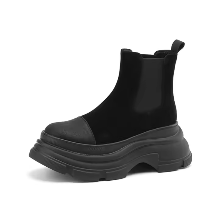 Empalme esmerilado, botines Chelsea finos y con suela gruesa que aumentan la altura - 1
