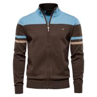 2025 nuevo Otoño e Invierno 100% algodón para hombre cárdigan con cremallera Casual Patchwork moda juvenil suéteres de punto para hombres - details 4