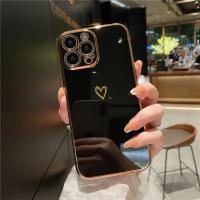 Funda de teléfono suave a prueba de golpes con forma de corazón de amor chapado para iPhone 14 13 12 11 Pro Max 15 X XR XS 7 8 Plus, funda protectora para cámara de lente - details 5
