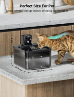 Fuente de agua para gatos con pilas, fuente de agua inalámbrica para gatos Fursink de 84 oz/2,5 L con sensor de movimiento, sin BPA, negra con 6 filtros - details 6