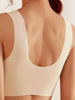 3pcs Sujetadores Deportivos Sin Costuras de Alto Soporte para Mujeres - Mezcla de Nylon y Spandex Ultra Elástica, Diseño de Cuello en V con Detalles de Encaje, Ideales para Correr y Yoga, Opciones en Negro/Gris/Beige - details 3