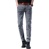 Nuevos Jeans Para Hombre Estilo Coreano Cómodos Y Ajustados De Cintura Media Pantalones Casuales De Desechabilidad mid Waist Gris - details 10