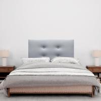 Cabecero de Polipiel o Tela Pro con 2 hileras de Botones y Patas Cabezal tapizado Cama Lujo (150x105cm con Patas (Camas 150/160), Tela Beige) - details 5