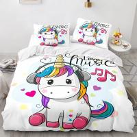 Juego de Ropa de Cama con Dibujos Animados de Unicornio para Niños Funda de Edredón de Caballo Arcoíris Cubierta de Almohada para Cuna de Bebé Linens de Cama Encantadores - details 14