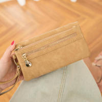 Cartera larga estilo para mujer, grande, estuche con compartimentos, negro, tono dorado - details 5