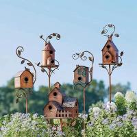 Casa de Pájaros para Jardín con Poste Casas de Alimentación para Pájaros Estilo Exterior para Patio de Corte Herramienta Decorativa para Jardín - details 0