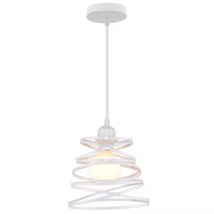 Lámpara colgante moderna Lámpara de techo en espiral Base E27 para sala de estar Dormitorio Comedor Oficina Bar Café Blanco - 1