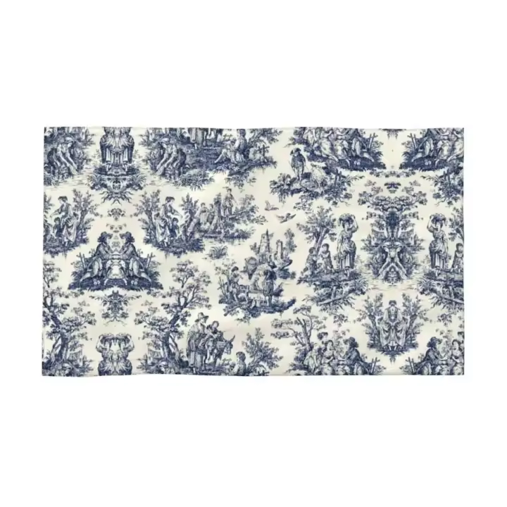 Toile De Jouy Toalla Algodón Francés Azul Marino Baño Ducha Deportes Yoga Toallas - 1