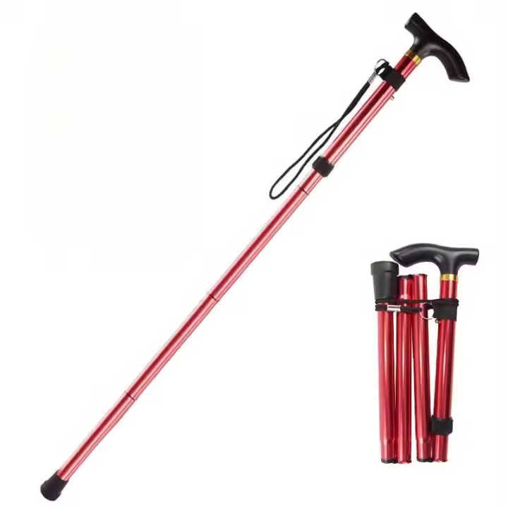 Bastón de senderismo plegable y liviano con punta de goma, altura ajustable y agarre antideslizante para caminatas y mochilas - 1