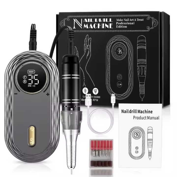 Máquina pulidora de uñas recargable, accesorios para lijadora de esmalte de uñas de Gel, herramienta profesional para manicura, 35000RPM - 1