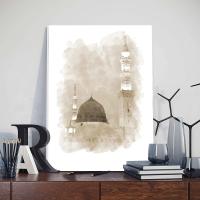 Pintura Abstracta Islamica en Lienzo de 3pcs Marco Minimalista de Caligrafía Beige Gris Decoración de Pared para Sala de Estar Marca DHROOM - details 7
