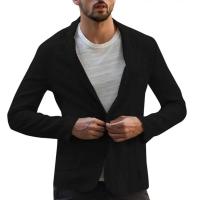 Blazer Delgado de Algodón y Lino para Hombres Color Sólido, Manga Larga, Bolsillos, Ligero para el Verano, Chaqueta Casual de Negocios - details 19