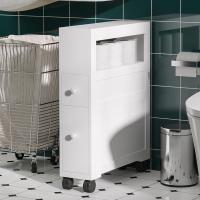 Ruedas Estrecho 2 Cajones y Estante Almacenamiento Carga 20 kg 16x52x71,5 cm Blanco - details 2