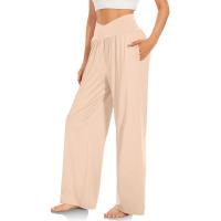 Pantalones De Algodón Y Lino Para Mujer Estilo Casual Cintura Baja De Temporada Todo El Año Pantalones Rectos Caídos De Pierna Ancha Color Sólido De Media Altura - details 22