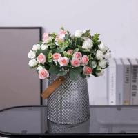 Rosa de seda Artificial de 10 cabezas, ramo de eucalipto y peonía blanca simulada, decoración de boda, flores falsas, decoración de jardín y hogar - details 13