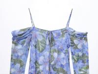 Ropa de mujer europea y americana, vestido de malla de seda estampado popular, falda con tirantes para mujer - details 3