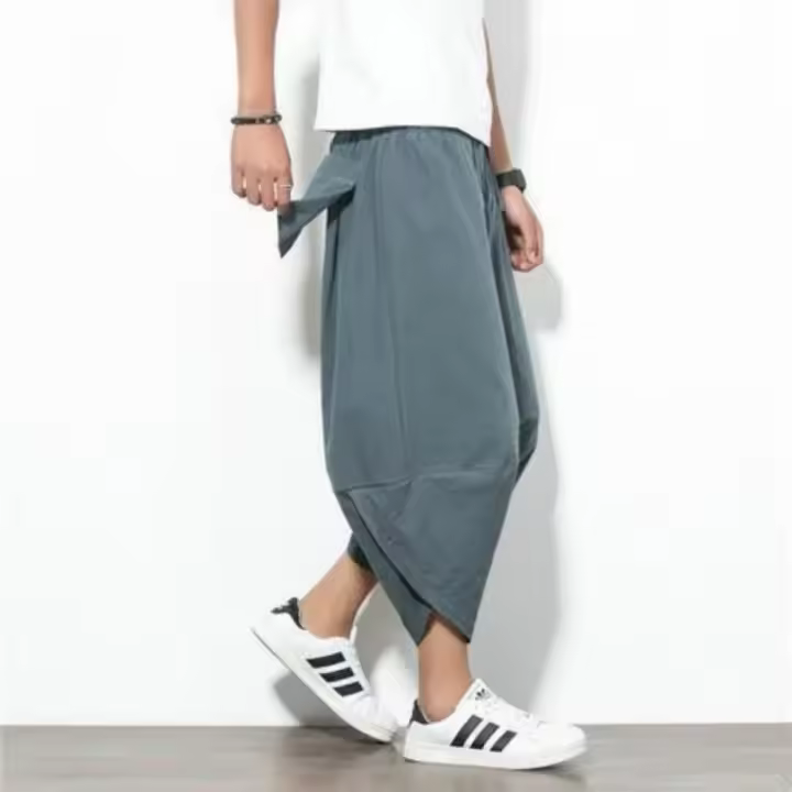 Pantalones cortos de lino para hombre en verano estilo étnico de nailon moda de 9 pulgadas - 1