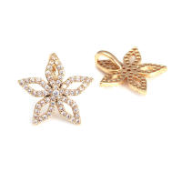 Colgantes de latón y circonita de Color dorado de 18K, varios dijes de flores, joyería artesanal de alta calidad, accesorios para collar y pendientes - details 1