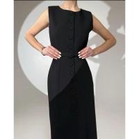 Elegante Vestido sin Mangas BUNO Cuello Redondo, Estilo Plano, Cinturón y Botones - details 6