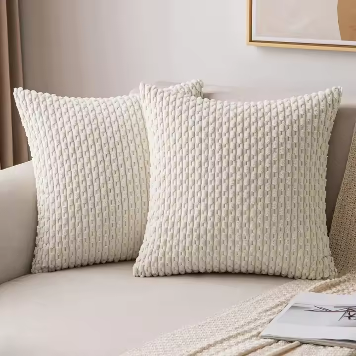 1 Uds. Funda de cojín de 40/45/55x55cm, funda de almohada de pana, funda de almohada a rayas de color caqui para sofá, sala de estar, cama, decoración del hogar de gran tamaño - 1