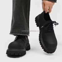 Nuevos zapatos de vestir Derby de cuero genuino para hombre de alta calidad, botines con plataforma de encaje de cabeza grande negros, logotipo de marca 38-45 - details 6