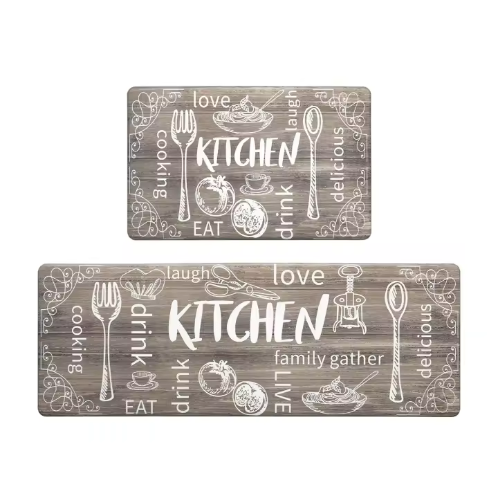 Alfombra de cocina antifatiga Alfombra de cocina antideslizante e impermeable Cómoda alfombra antideslizante de colores y resistente a la suciedad para los pies 40*60+40*120cm Marrón - 1